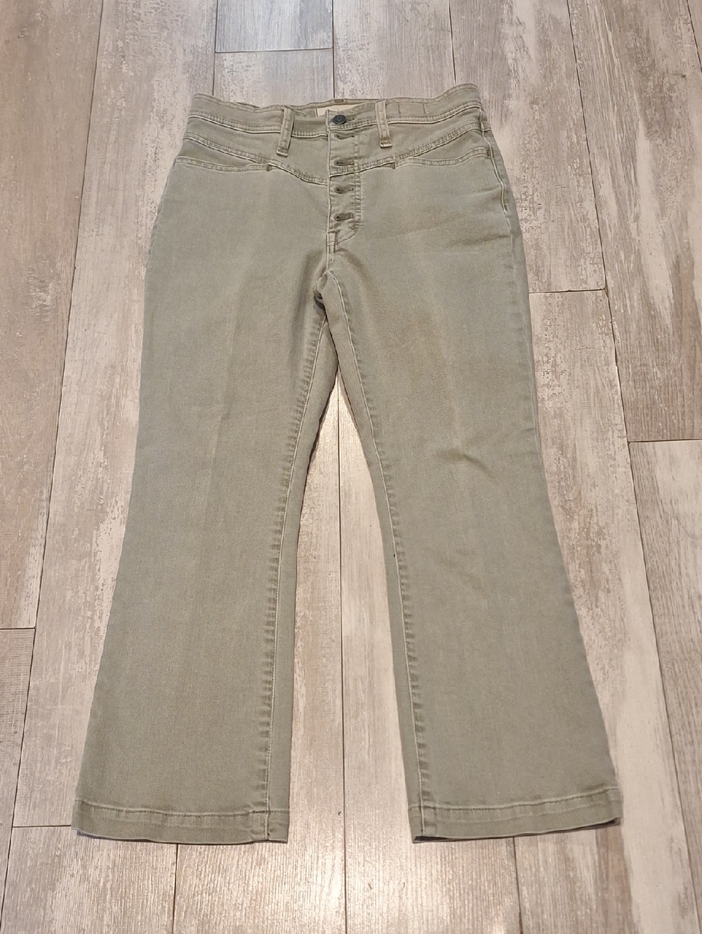Straight-Leg Olive Green Jeans Maxwell Size 27 Cropped